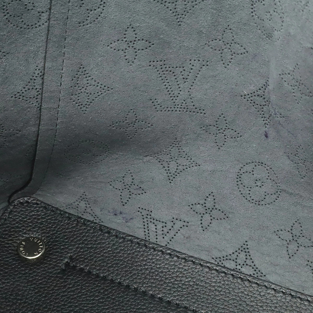 LOUIS VUITTON Monogram Mahina 2way Shoulder Bag Leather Noir Black Pouch - Picture 8 of 9